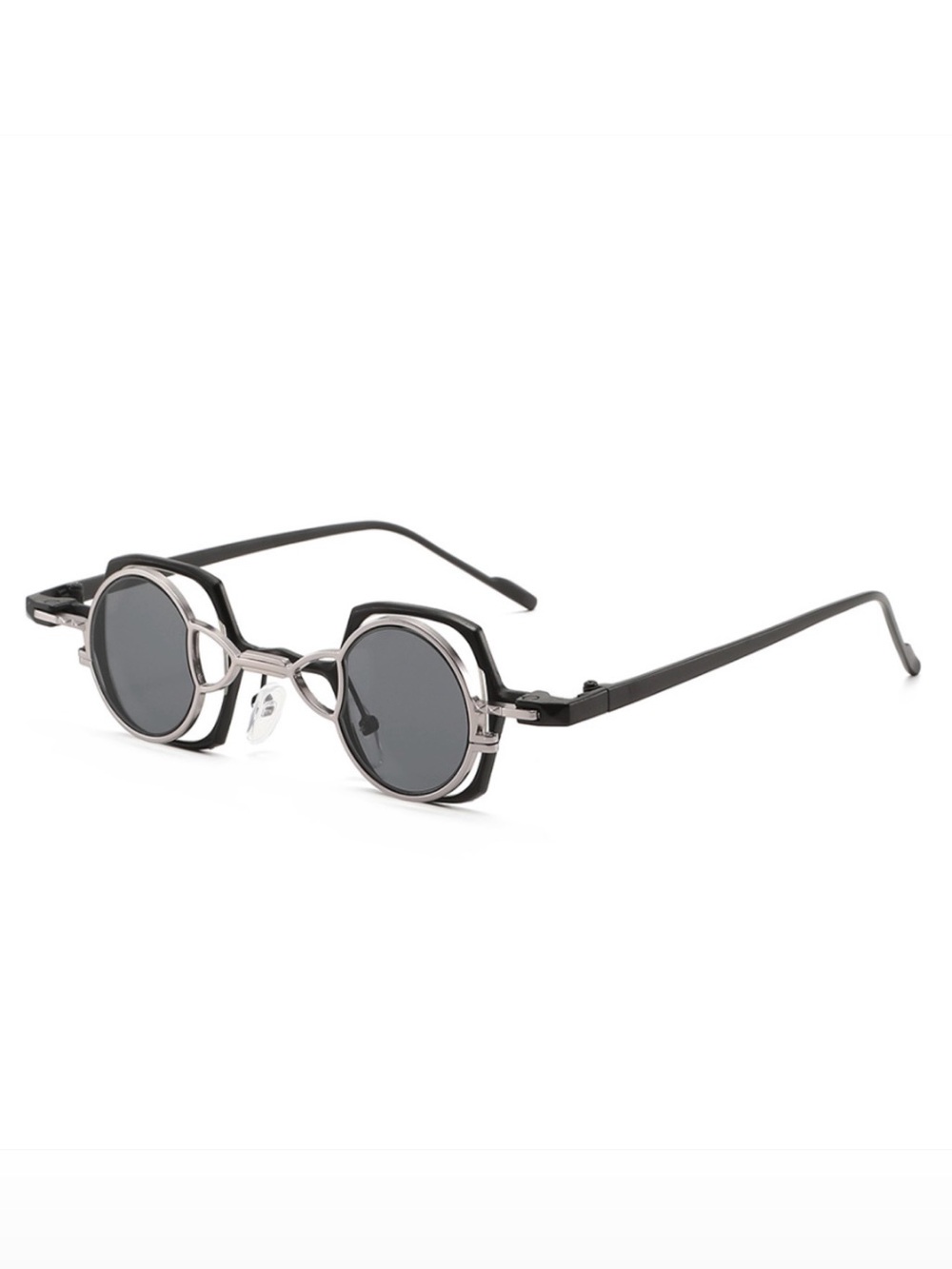 Avant-garde Geometric Black & Silver Sunglasses